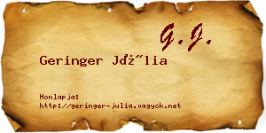 Geringer Júlia névjegykártya